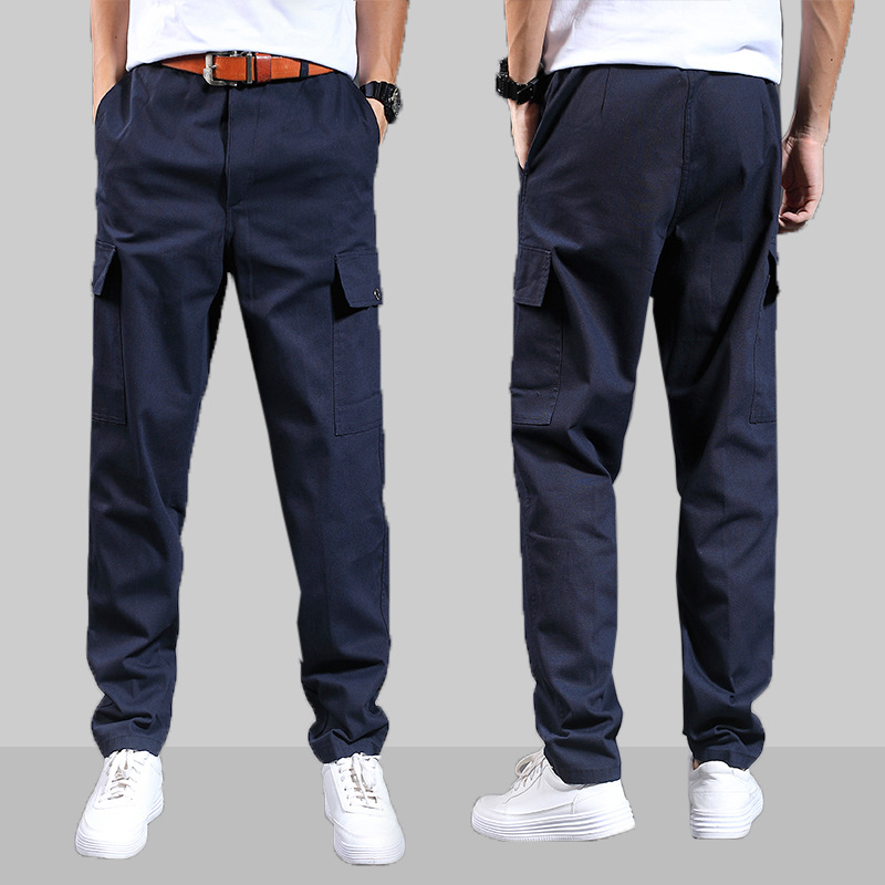 Pantalones de trabajo de algodón puro para hombres anti-escaldado y resistente a las manchas de primavera y otoño pantalones de protección laboral sueltos pantalones de trabajo de múltiples bolsillos monos de soldadura de reparación automática