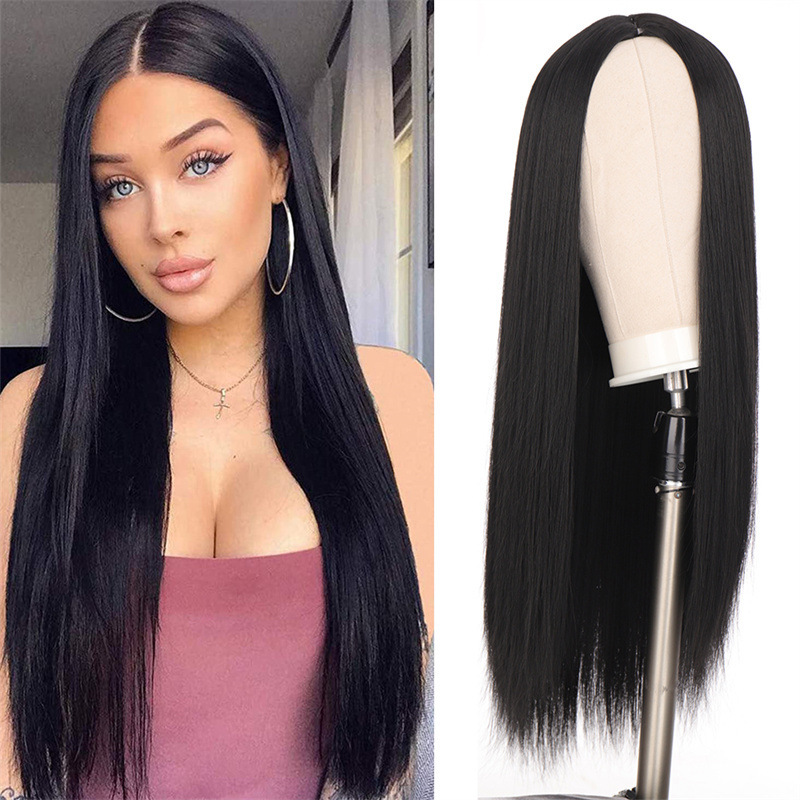 AliExpress nuevo producto transfronterizo Amazon Europa y América nueva peluca de pelo liso de longitud media peluca de lacio para mujer