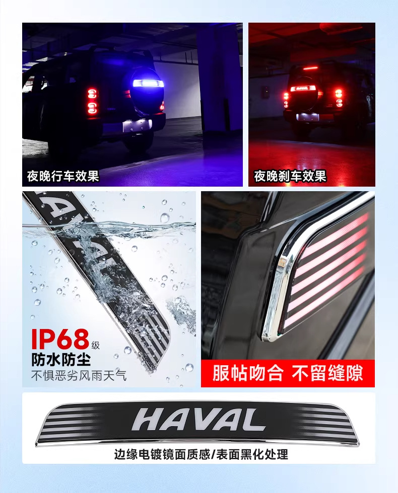 Haval Raptor with Lights, Haval V7 Spare Tire Modification, Full-Cover Spare Tire Shell, Exterior Tire Cover, Off-Road Vehicle Accessories