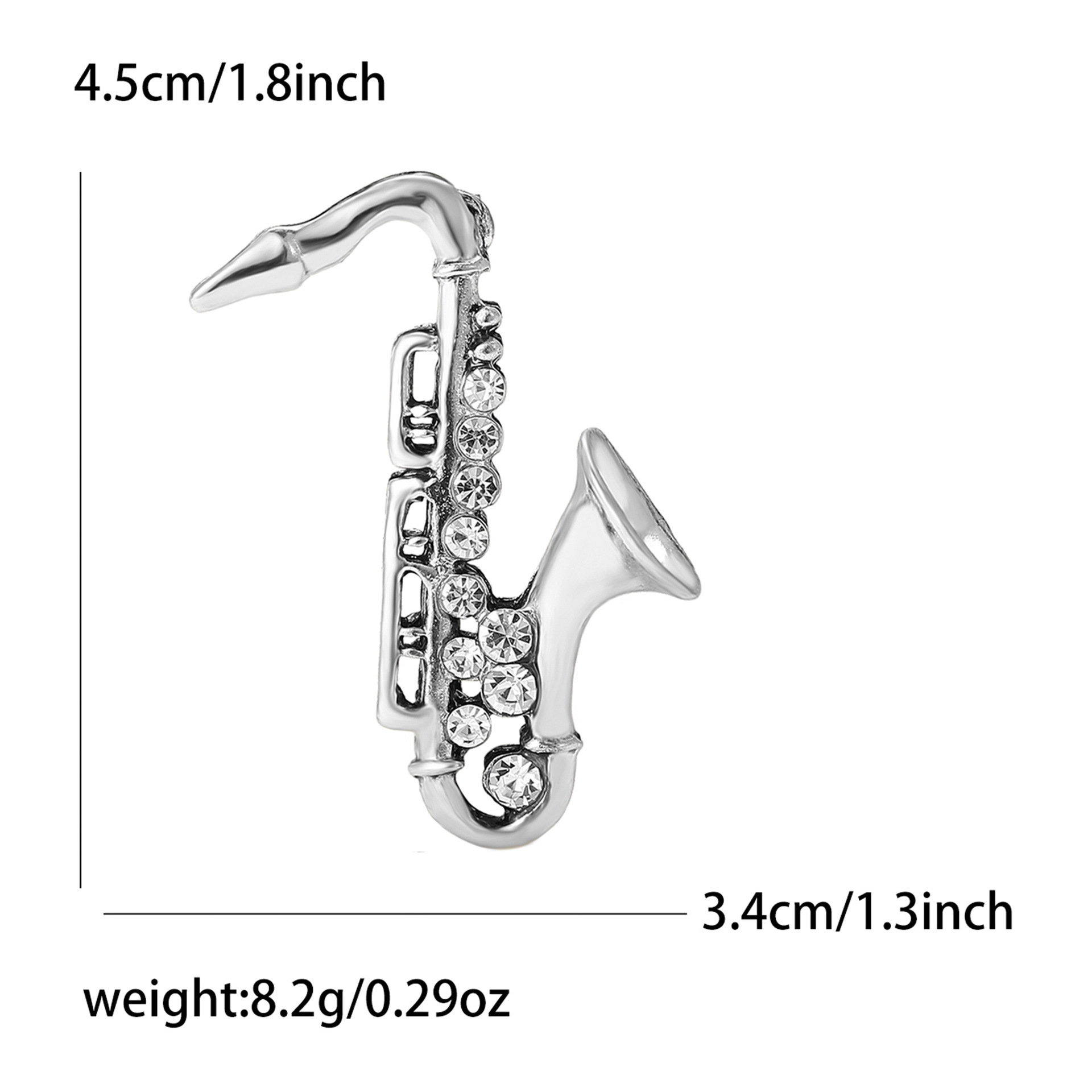 Fashion Joker Alloy Enamel Rhinestone Saxophone Brooch Niche Joker Men's and Women's Clothing Corsage Jewelry Pin