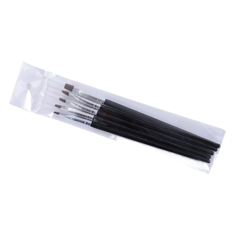 Juego de Pinceles de Punta Plana para Uñas Set de 5 Piezas de Plástico para Gel UV