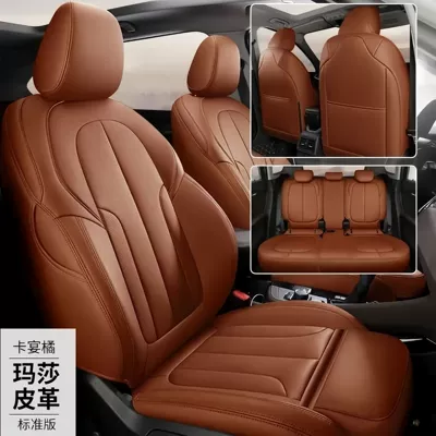 Modelə uyğun (Original) oturacaq örtükləri – genuine leather car seat covers - cayenne-orange-standard-edition-five-seater-nappa-leather-full-coverage-for-front-and-rear-rows
