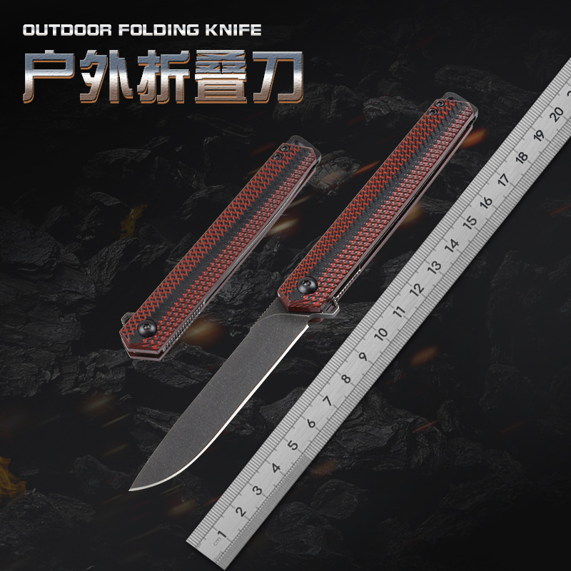 厂家外贸出口K820户外折叠刀防身刀具野营折刀G10柄新款小刀钢刀