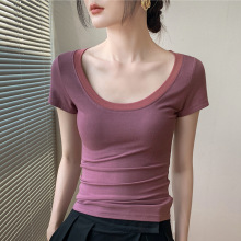 歌倍尚大恤女短袖夏季新款领薄款正肩百搭上衣薄