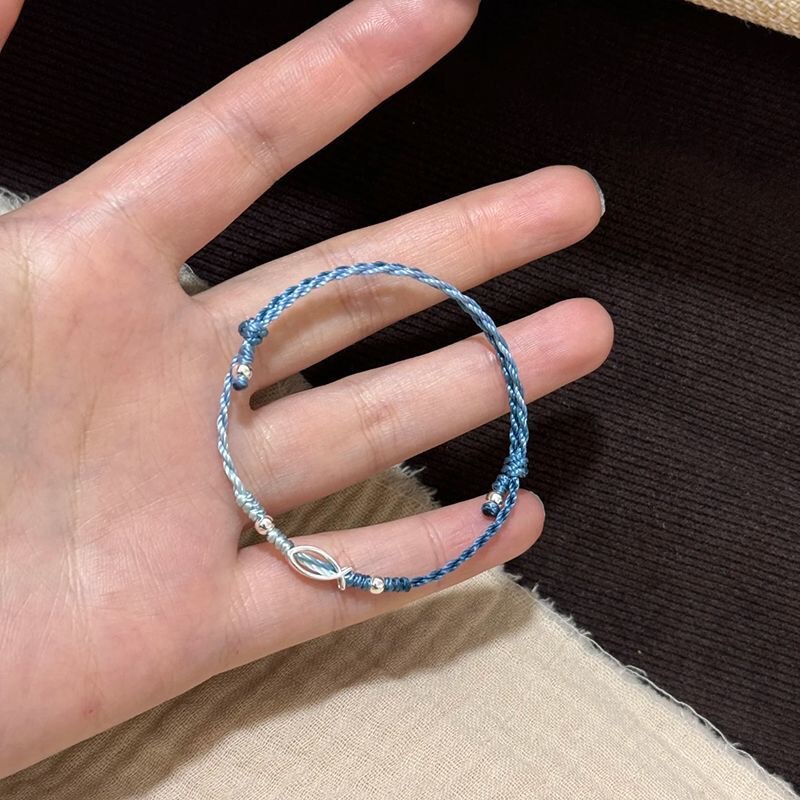 Deep Sea Fish Hand-Woven Gradient Blue Fish Bracelet Niche Design Gradient Pink Hand Jewelry as a Gift for Besties