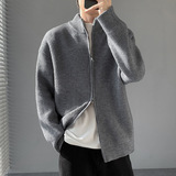 2026秋季青少年圆领长袖开衫毛衣男宽松运动针织衫透气罗纹底摆，男装针织衫/毛衣，星座614