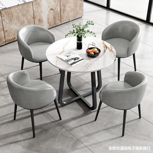 G3YN Minimalist Round Marble Showroom Conference Table Chair Set for Real Estate Office Meeting Table, Luxury Negotiation Reception for Multiple People