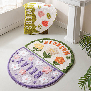 Cashmere-like floor mat simple semicircle absorbent bathroom floor mat non-slip carpet toilet toilet door floor mat