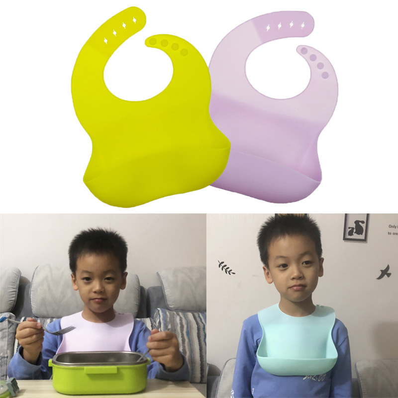 Handheld children's ultra thin silicone waterproof eating bib for…