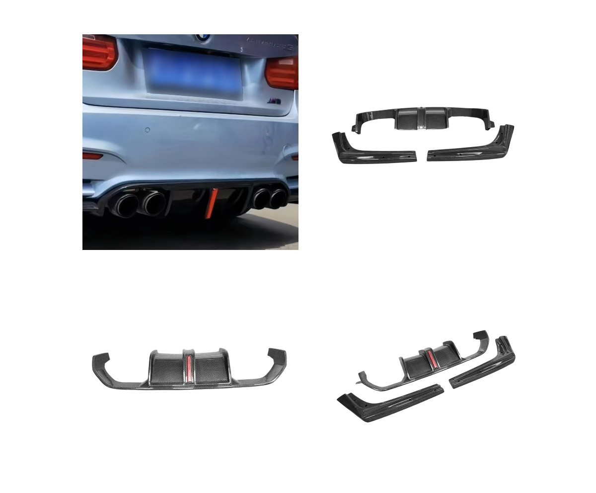 Suitable for BMW F80 M3 F82 M4 modified dry carbon fiber V-style rear lip with navigation lights and rear spoiler