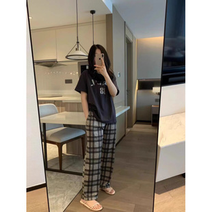 Internet Celebrity ins Japanese Style Thin Pajamas for Girls Spring and Summer Short-sleeved Pants Suit Home Clothes Cartoon Cross-border Wholesale