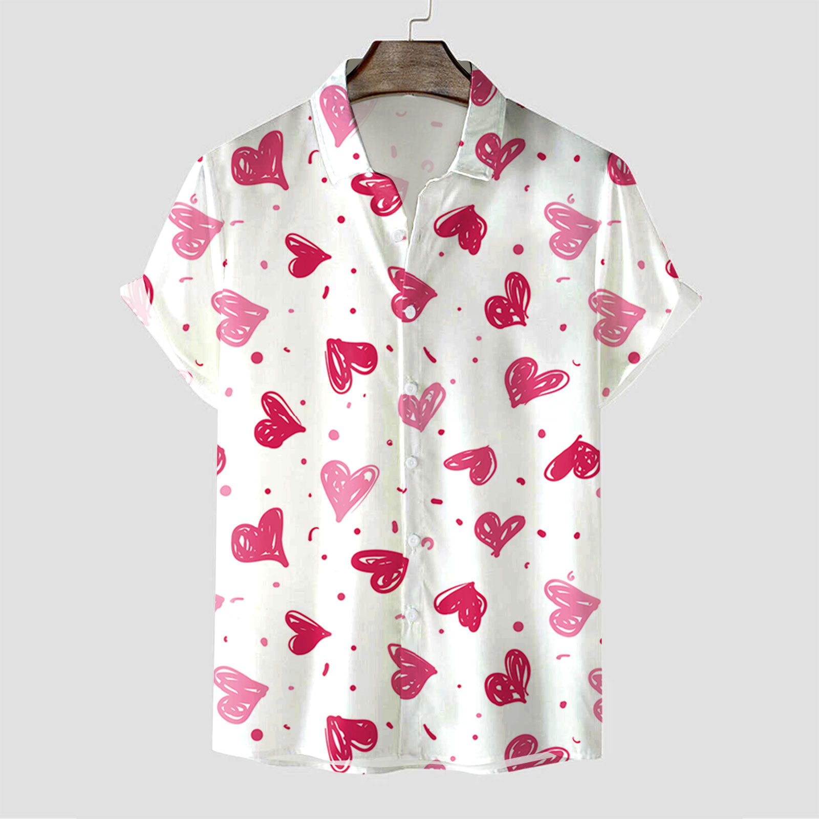 Camisa de manga corta para hombre transfronteriza de la estación Camisa estampada digital 3D de cuatro lados Camisa explosiva del día de San Valentín