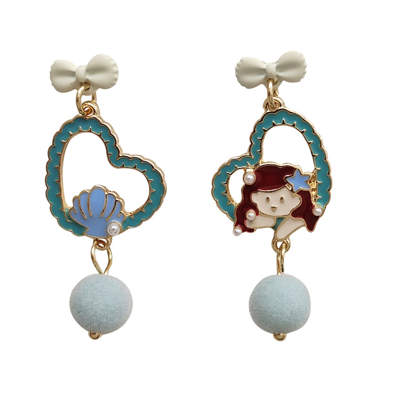 Human, Heart Shape, Shell Pattern 1 Pair Ig Style Cute Human Heart Shape Shell Enamel Plating Inlay Alloy Artificial Pearls Drop Earrings Ear Cuffs