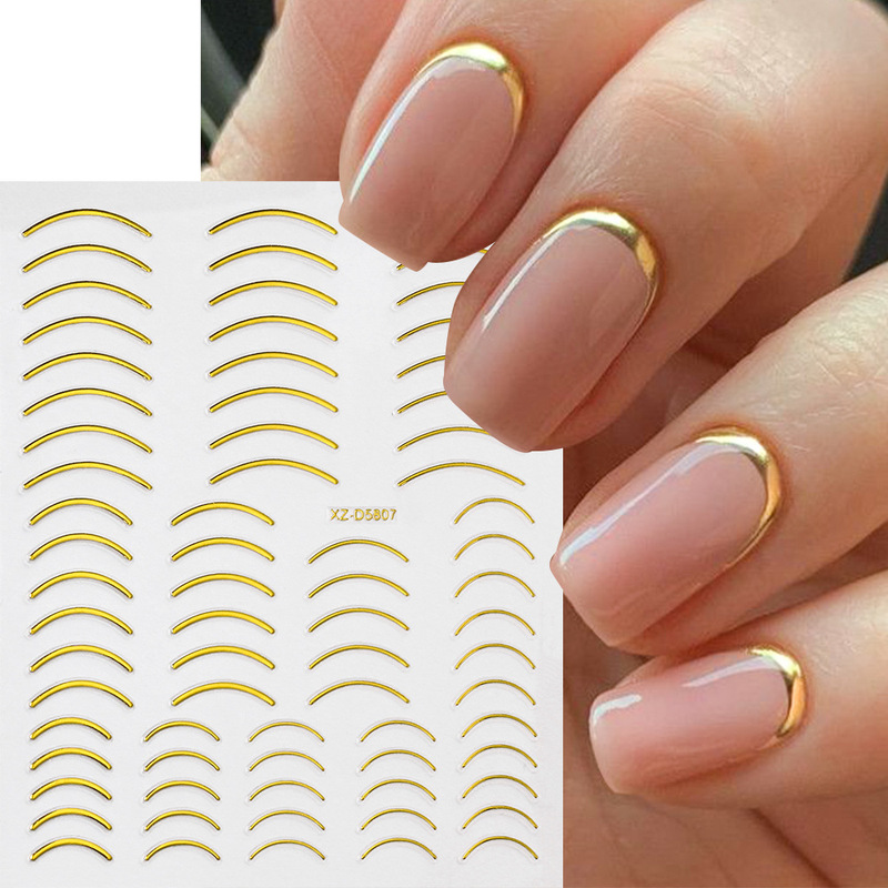 Foreign Trade Explosions French Line Nail Art Stickers Imitation Metal Nail Art Decoration Simple Adhesive Self-adhesive Nail Stickers Foreign Trade Explosions French Line Nail Art Stickers Imitation Metal Nail Art Decoration Simple Adhesive Self-adhesive Nail Stickers