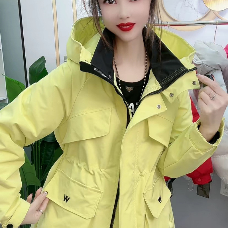 欧货2025春秋季新款韩版宽松加厚连帽二棉外套女时尚百搭冲锋衣夹|undefined