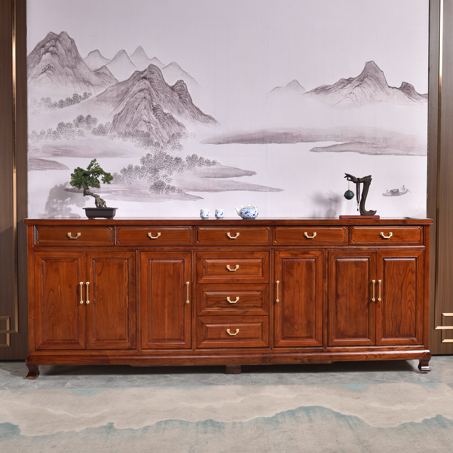 ✅ New Chinese-Style Solid Wood Altar Table for Home Living Room, Incense Table, Rural Main Hall Strip Table, Offering Table for Home Use 2.8