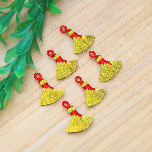 Hand-woven mini broom gold thread broom pendant keychain pendant bracelet semi-finished accessories wholesale