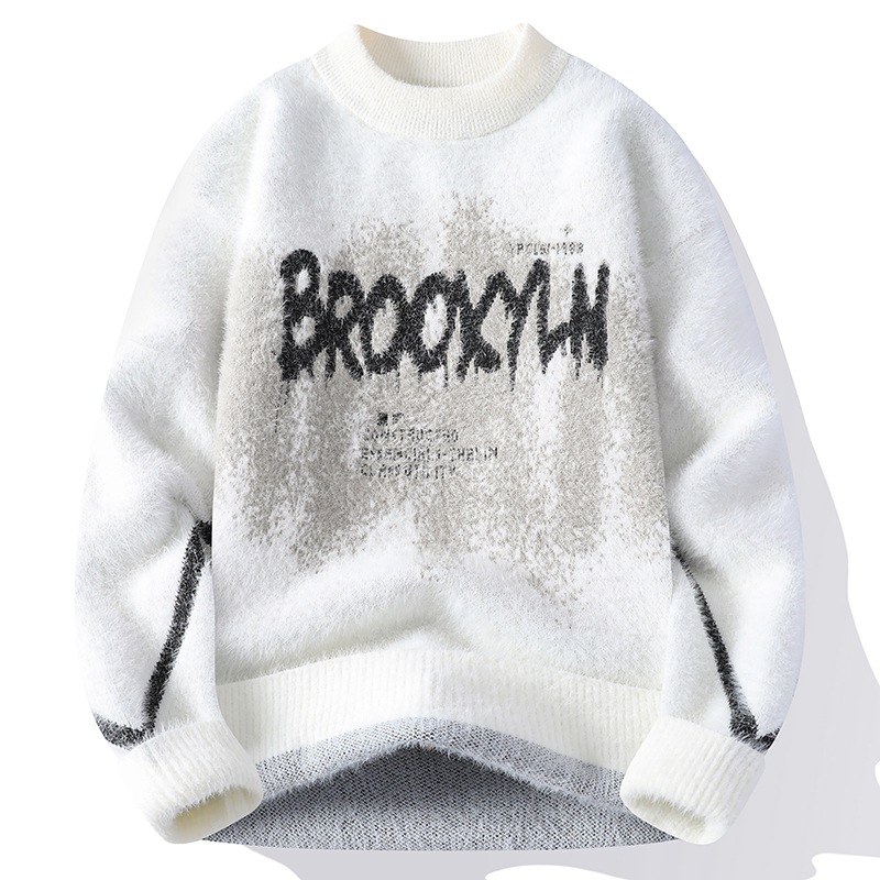 Tys-88092-Autumn and Winter New Thickened Sweater Men's Mink Velvet Sweater One-Piece Wholesale