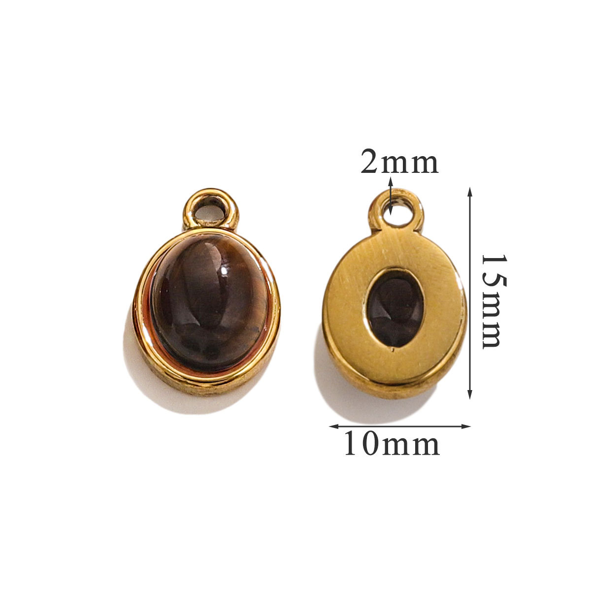 DIY accesorios de joyería de acero inoxidable piedra natural elíptica pequeña colgante pendientes pulseras collares materiales hechos a mano al por mayor