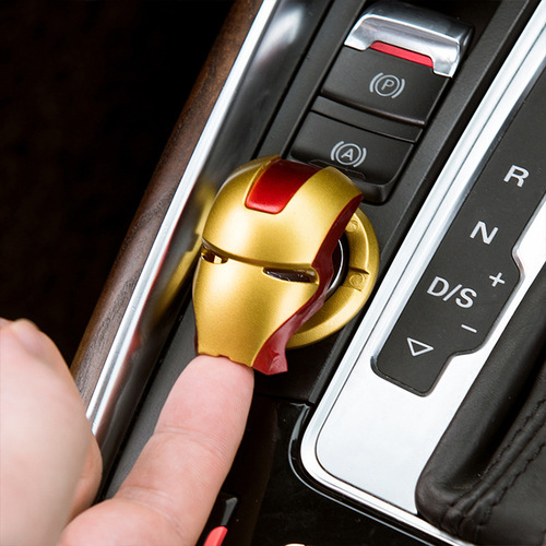 Iron Car Man one-button start protective cover modified into decorative parts Motorcycle ignition key ring decorative cover universal