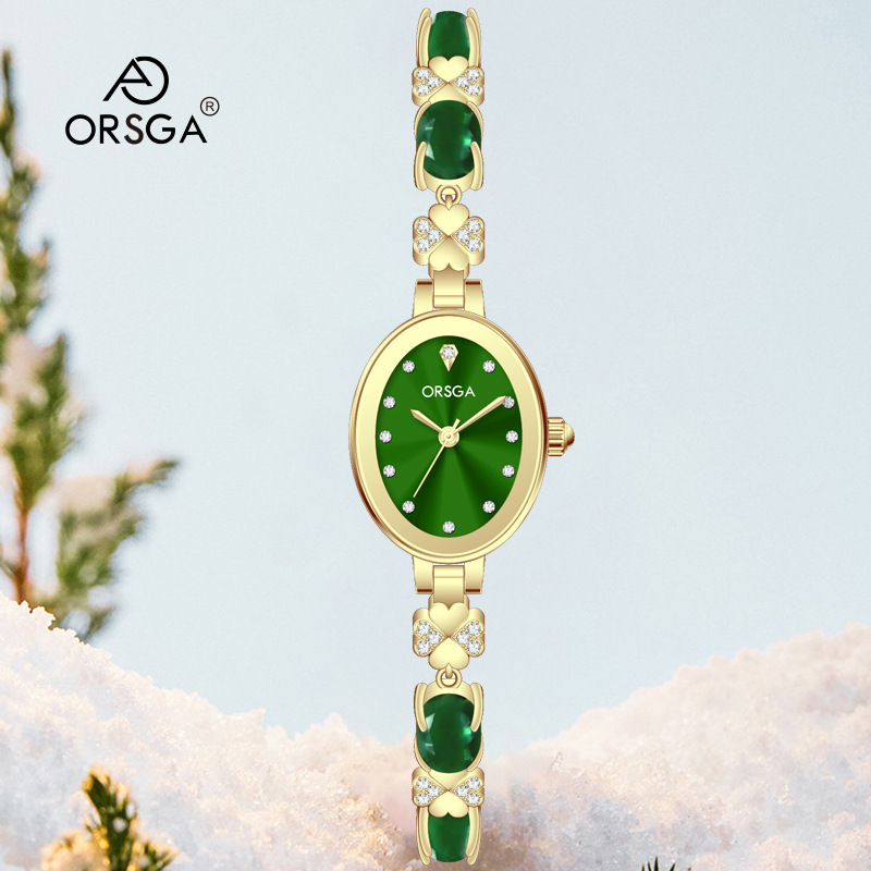 ORSGA Chalcedony Chain Women's Watch Waterproof Light Luxury Women's Bracelet Watch with Diamond Fashion Factory Live Quartz Watch Women