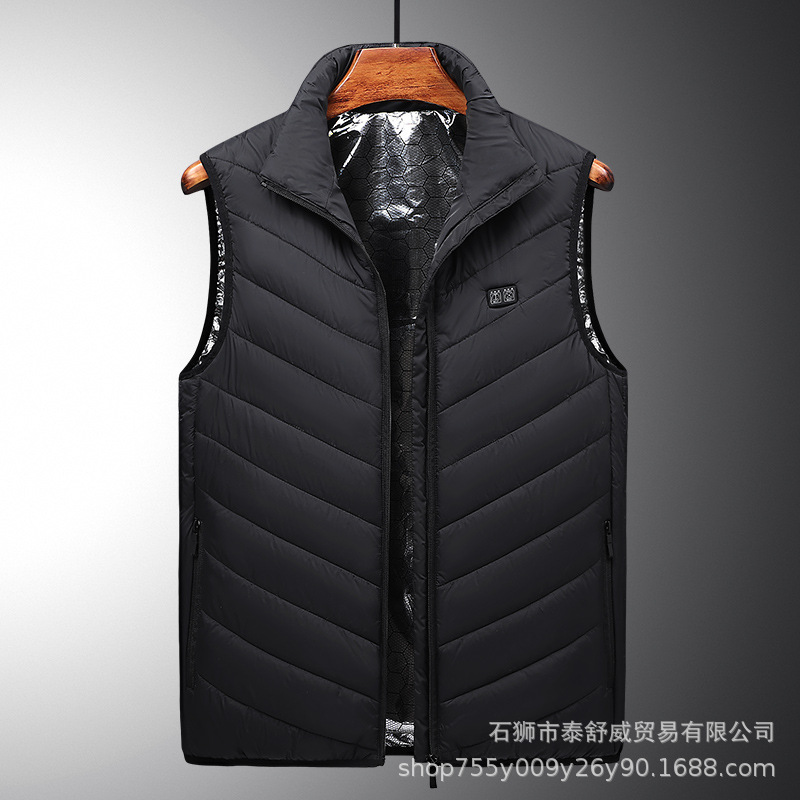 Chaleco calefactor de control dual inteligente para hombres al por mayor de fábrica Chaleco calefactor eléctrico en cinco distritos, nueve distritos y once distritos Chaleco calefactor