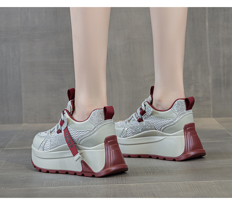 Giày sneaker nữ đế dày phong cách cổ điển phối lưới và da — Vàng lưới 5027-1, Đỏ da 5027, Xám lưới 5027-1, Đỏ lưới 5027-1 chi tiết 11