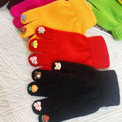 Korean-style Instagram-style children's winter cartoon cute baby toddler warm five-finger Thanos nail art gloves wholesale