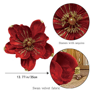 Christmas Tree Decoration Flowers Holiday Party Party Decoration Christmas Tree Sequins Flocking Hand-painted Flowers Christmas Flower Hanging Ornaments