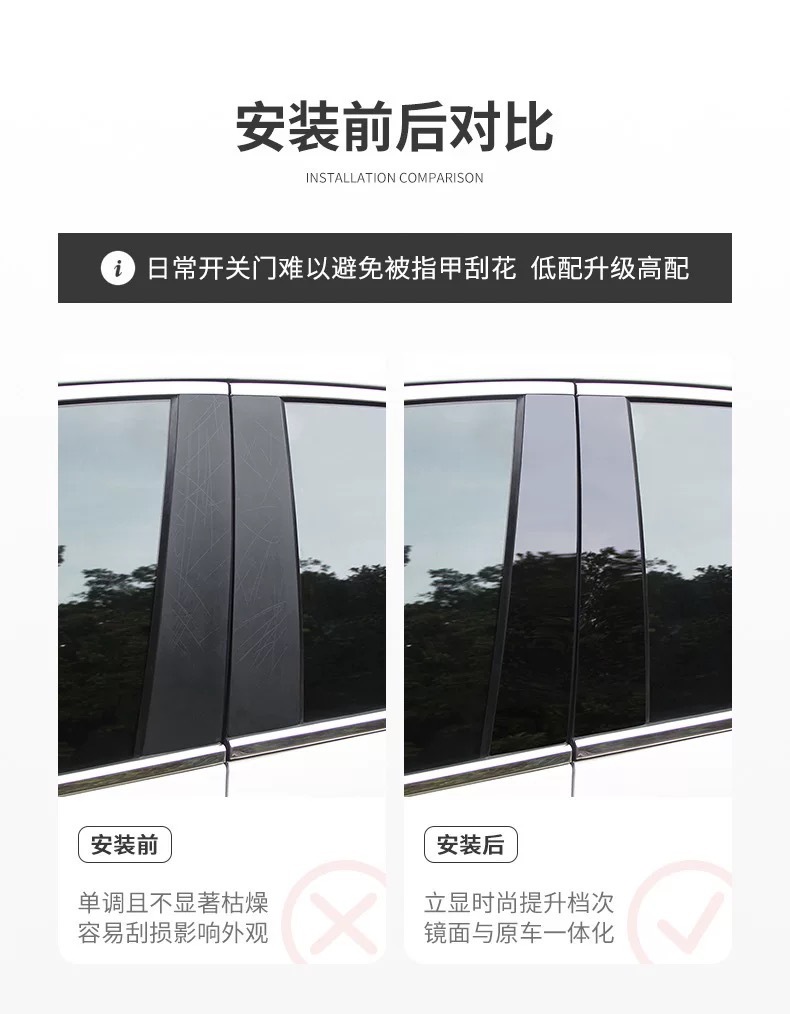 Suitable for car center pillar protective film, glossy black sticker, ABC pillar protective film, interior decoration accessories, modification parts, TPU non-stick