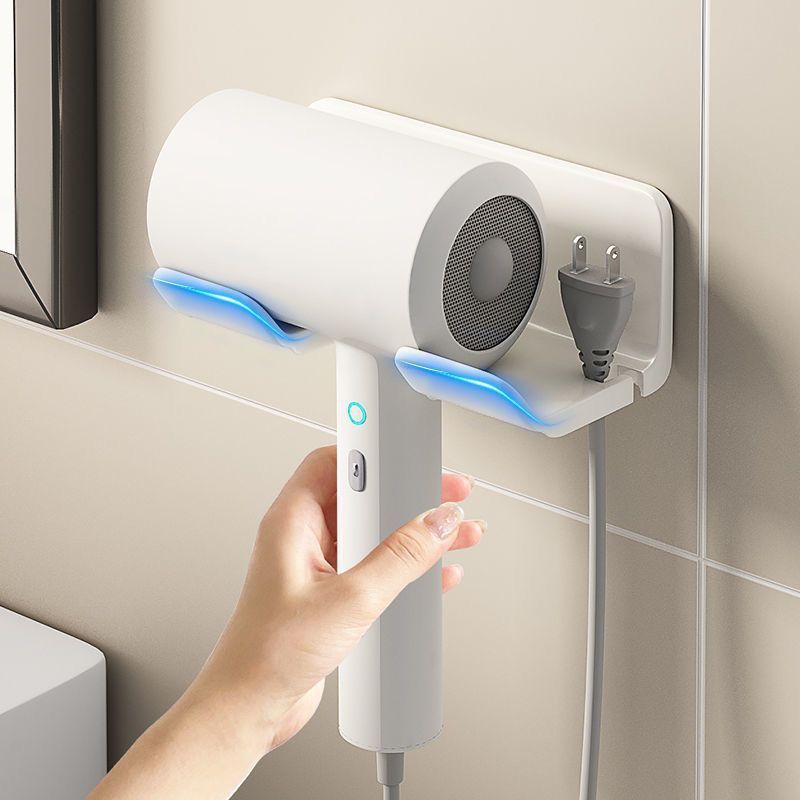 Hair Dryer Storage Rack Bathroom Storage Bathroom Rack Wall-Mounted Punched Hair Dryer Hair Dryer Shelf Bracket Placement