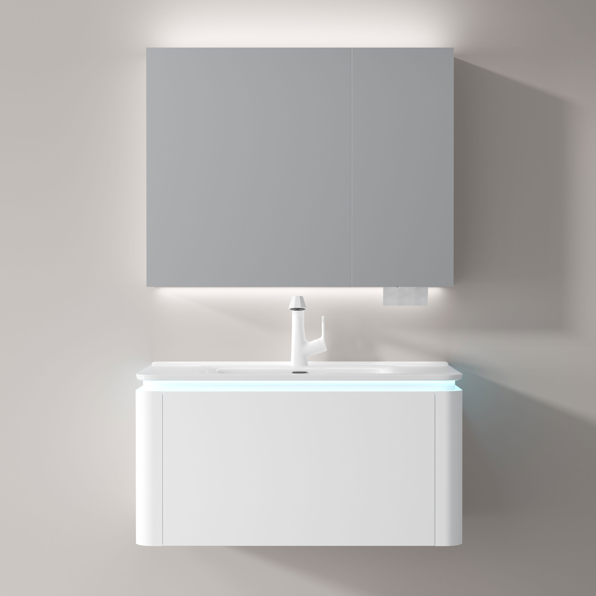 Baño de cerámica integral cuenca de esquina redondeada simple y moderna gabinete de baño de madera maciza lavabo lavabo lavabo combinación