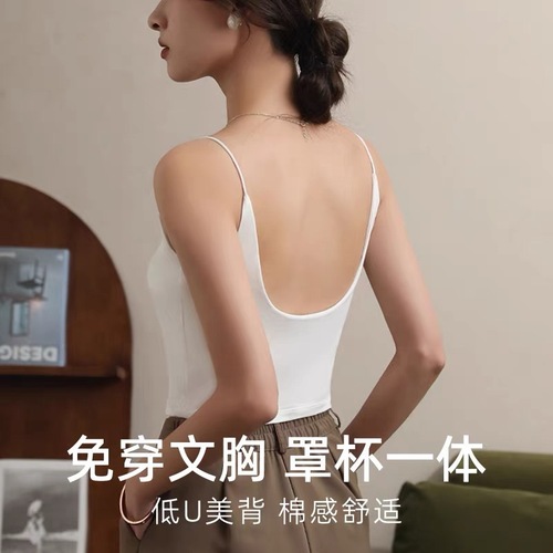 Short Summer U-shaped Sexy Backless Bralette for Women, Innerwear with Padded Cups, Outerwear Style, No Underwire, One-piece Design
