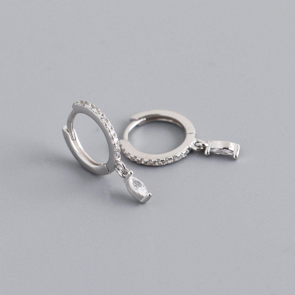 Fashion Geometric Sterling Silver Inlay Zircon Dangling Earrings