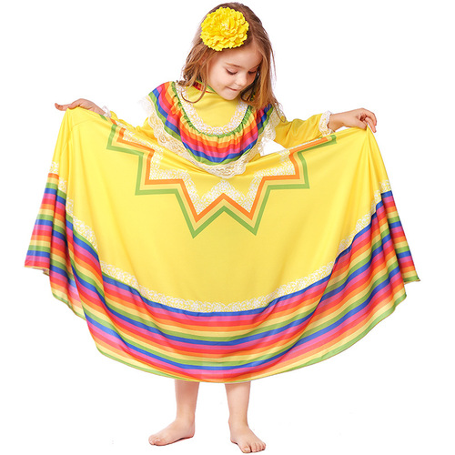 Amazon's best-selling foreign trade five-color Mexican ethnic Spanish large skirt dress stage performance clothing