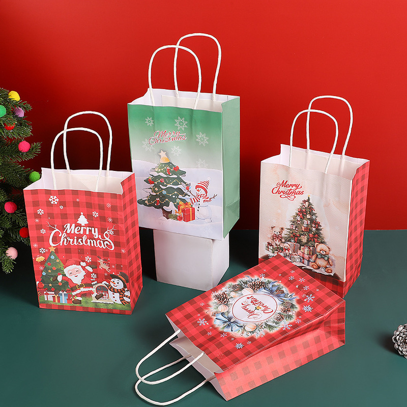 クロスボーダー熱売クリスマス手提げギフトバッグ祝日パーティーキャンディー包装紙袋漫画クリスマスツリー平底袋|undefined