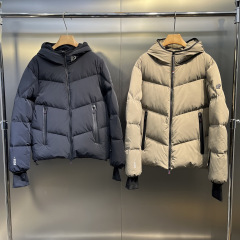 M家高版本25冬季连帽舒适拉链开合宽松长袖羽绒服白鸭绒男女同款