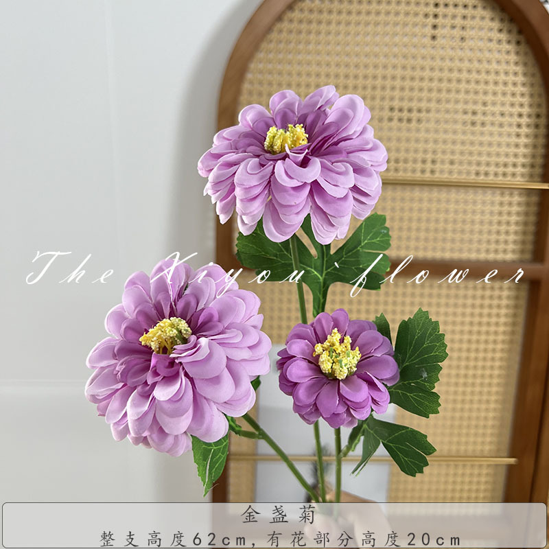 3개의 머리가 있는 메리골드-장미 보라색