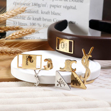 新款钛钢饰品配件韩版发夹发箍抓夹头饰DIY配饰小香风字母金属标