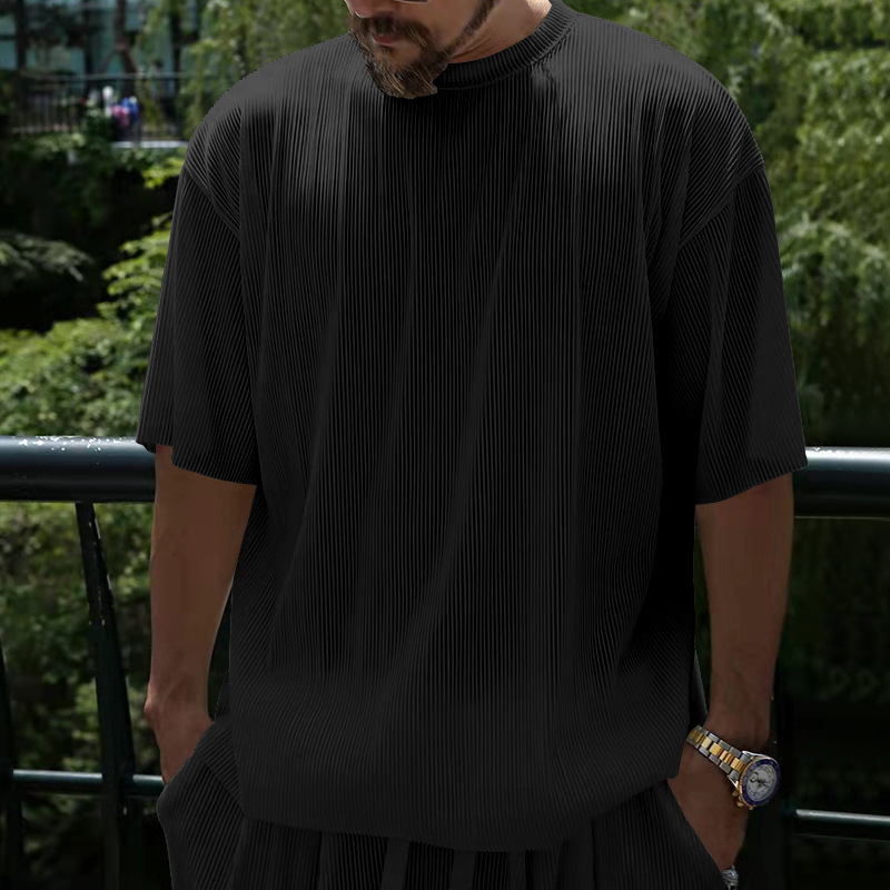 Men's Cooling Athletic Short Sleeve T-Shirt & Shorts Set - Breathable Loose Fit Summer Sportswear_viptrois.com