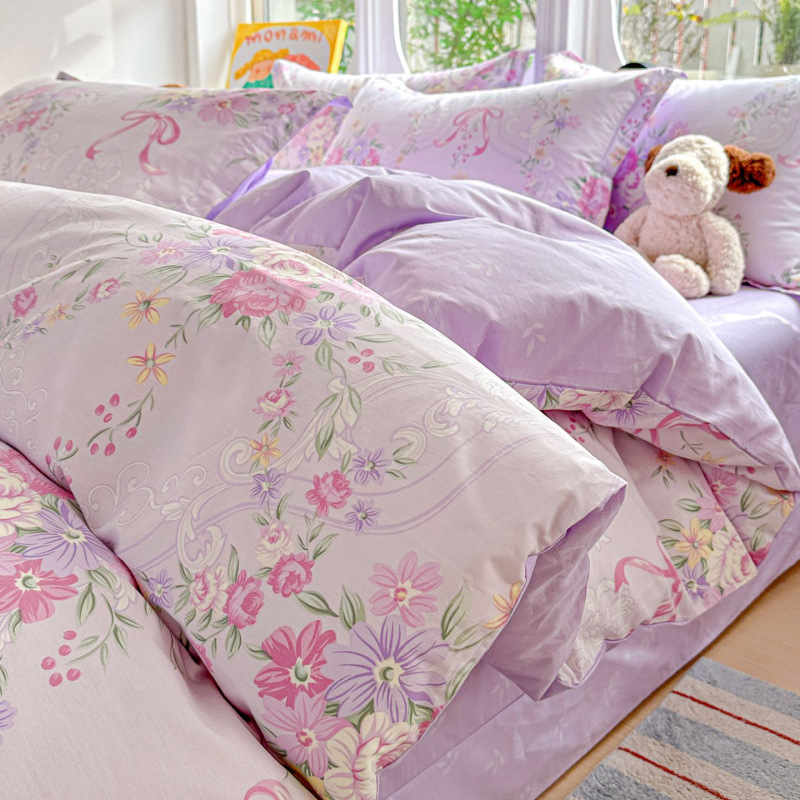 ins caricatura para niños algodón cama de cuatro piezas set 100 sábanas de flor de algodón sábanas
