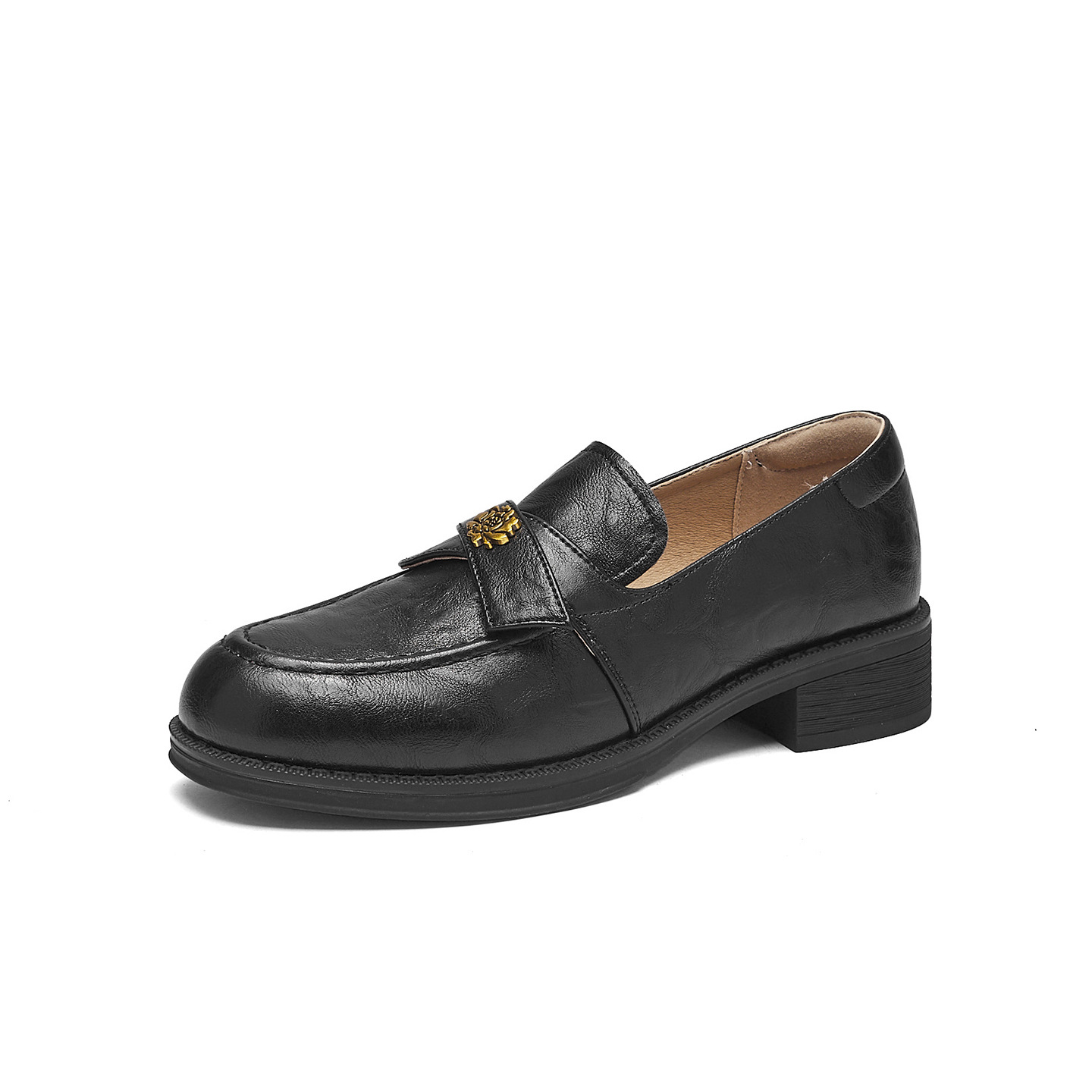 León antiguo camellia Lefour zapatos para mujeres 2025 nuevo otoño viaje zapatos de tacón grueso zapatos de cuero negros británicos