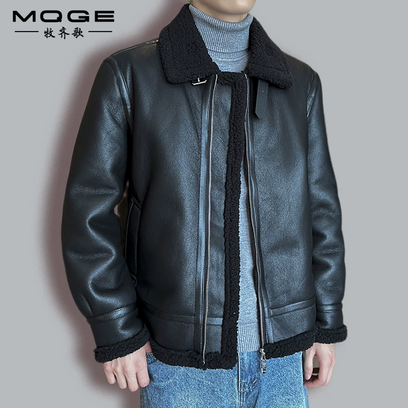 2024 зима новая мужская кожаная одежда модная повседневная лацкана утолщенные меховые куртки молодежная кожаная куртка фабрика