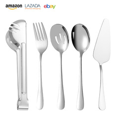 跨境不鏽鋼公用餐具套裝分菜叉服務勺漏湯勺麵包夾蛋糕鏟服務餐具