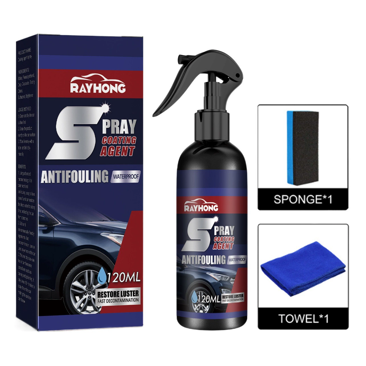 Спрей для ухода за покрытием автомобиля Rayhong, очистка поверхности от загрязнений, чернение и осветление, нанопокрытие для автомобиля