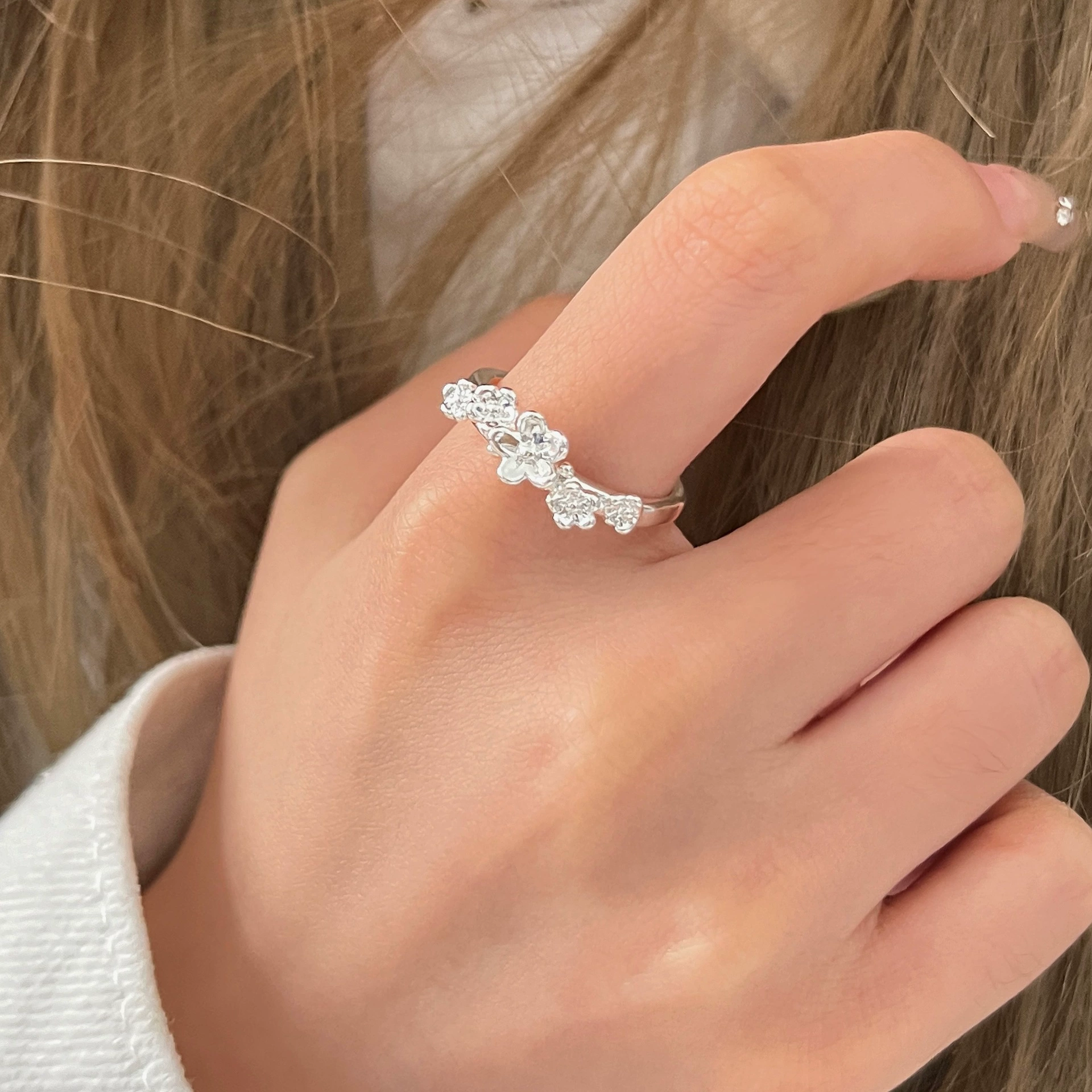 Adjustable Ring, 925 Silver Sample, Universal Fit, Light Luxury Style