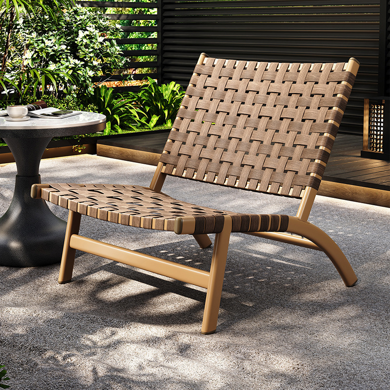 Outdoor wicker lounge chair three-piece set for indoor and outdoor leisure, villa courtyard balcony saddle chair, woven single retro chair Outdoor wicker lounge chair three-piece set for indoor and outdoor leisure, villa courtyard balcony saddle chair, woven single retro chair