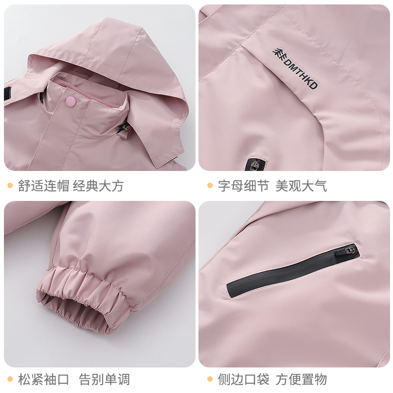 Niñas tres en uno bata de asalto para niños con abrigo de terciopelo primavera / otoño / invierno nuevo juego de chicas al aire libre de dos piezas