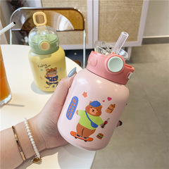 保溫杯女士小巧便攜高顏值帶吸管網紅款男士學生水杯兒童水壺杯子