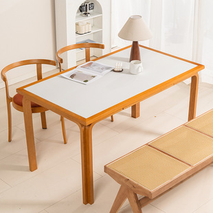 Nordic Medieval Solid Wood Slate Dining Table Simple Modern Household Small Apartment Beech Dining Table and Chairs Rectangular Log Table
